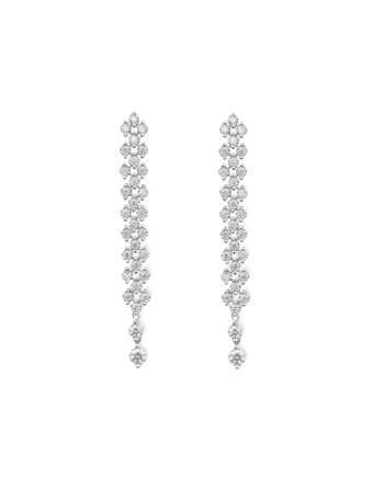 Boucles d'oreilles pendantes rondes Recarlo Face en or blanc avec diamants