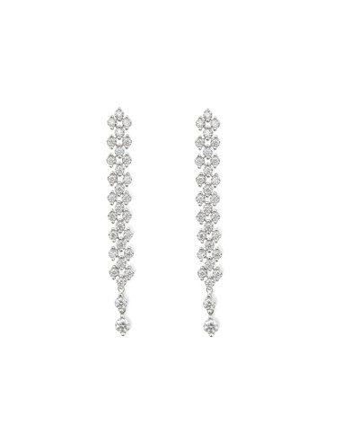 Recarlo Face Round Pendant Earrings in White Gold with Diamonds