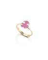 Le bebé primegioie anello in oro con sagoma femminuccia in smalto rosa
