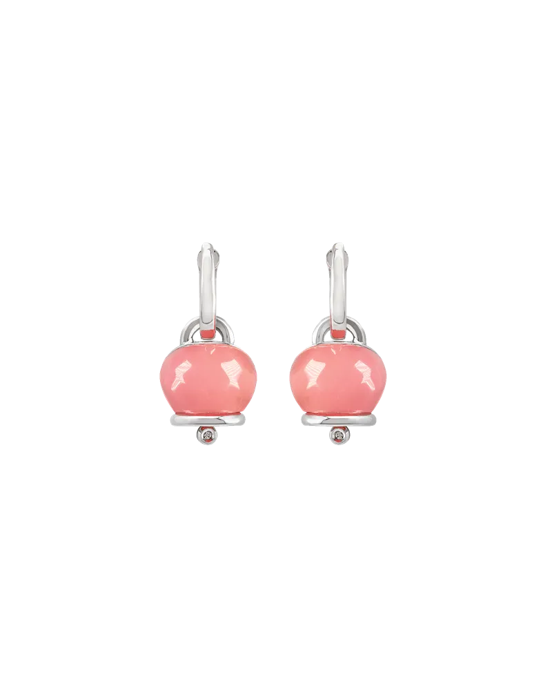 Orecchini Medi Chantecler Et Voilà Campanelle in Argento e Resina Rosa con Diamanti