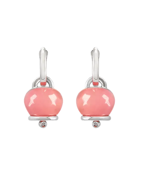 Orecchini Medi Chantecler Et Voilà Campanelle in Argento e Resina Rosa con Diamanti