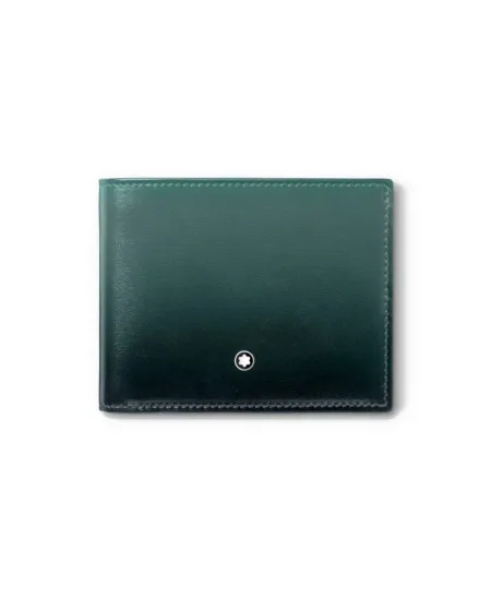 Portefeuille Montblanc Meisterstück à 6 compartiments en cuir vert britannique dégradé