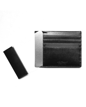 Porta Carte Montblanc Meisterstück a 4 Scomparti in Pelle Nera con Portadocumento