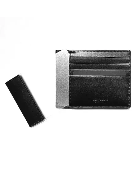 Porta Carte Montblanc Meisterstück a 4 Scomparti in Pelle Nera con Portadocumento