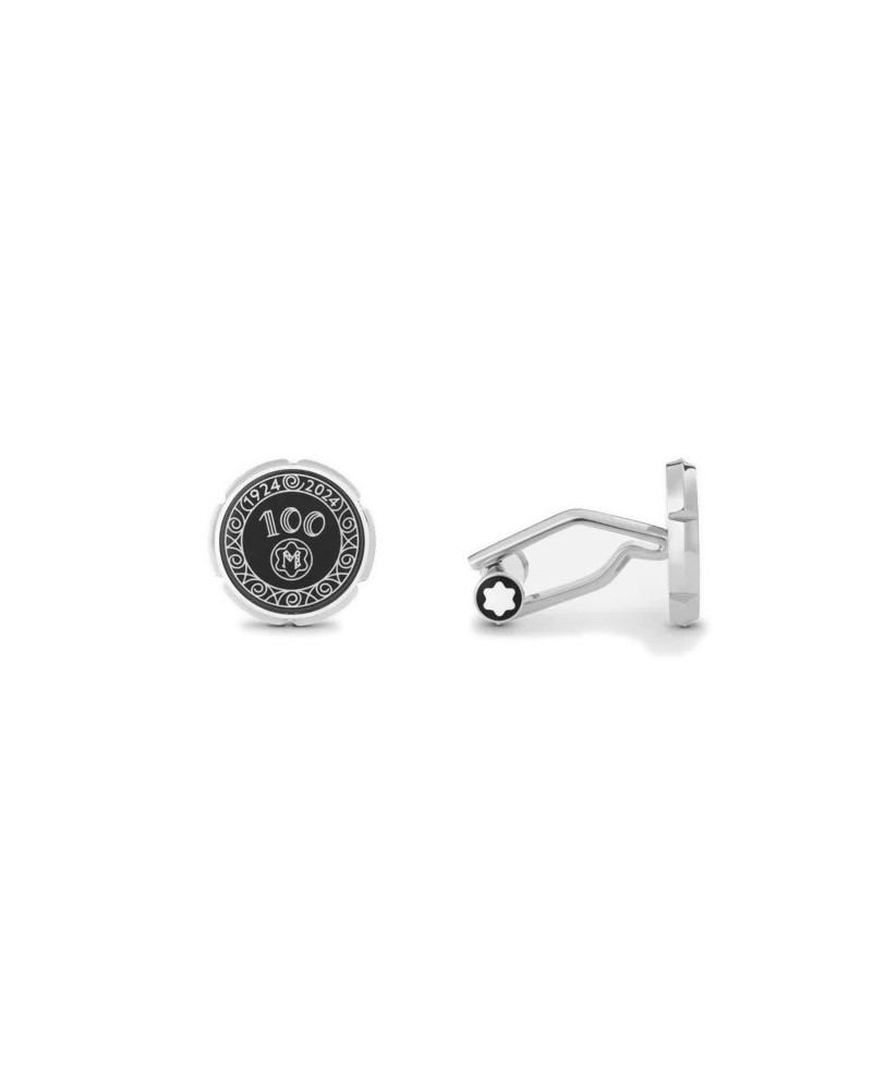 Montblanc Meisterstuck Cufflinks in Steel Nib Décor 100 Years Black