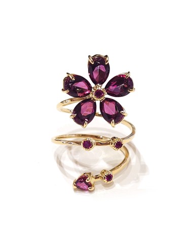 Malafimmina Ring in Yellow Gold with Sapphire and Topaz Flower