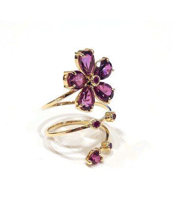 Malafimmina Ring in Yellow Gold with Sapphire and Topaz Flower