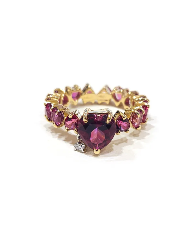 Anello Malafimmina in Oro Giallo con Topazi e Diamante