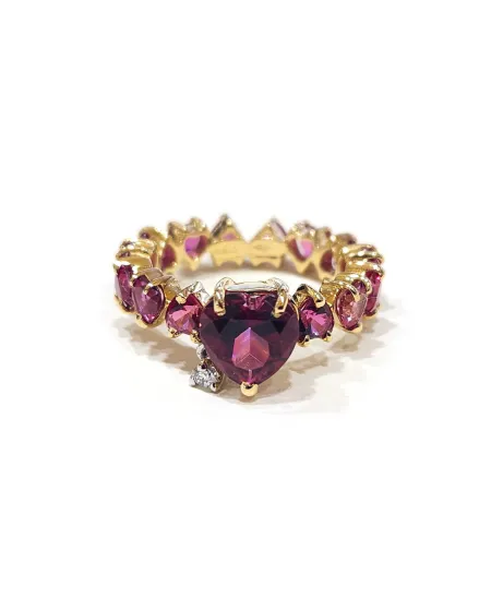 Anello Malafimmina in Oro Giallo con Topazi e Diamante