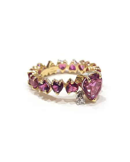 Malafimmina Ring in Yellow Gold with Topaz and Diamond
