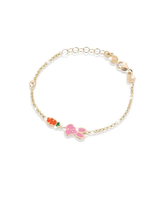 Bracelet en or Le bebé primegioie fortuna avec lapin carotte et émail