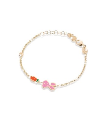 Le bebé primegioie fortuna gold bracelet with carrot and enamel bunny