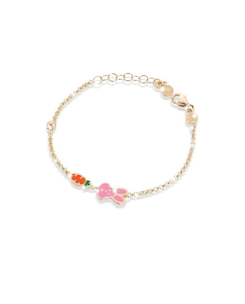 Le bebé primegioie fortuna bracciale in oro carota e coniglietto in smalto