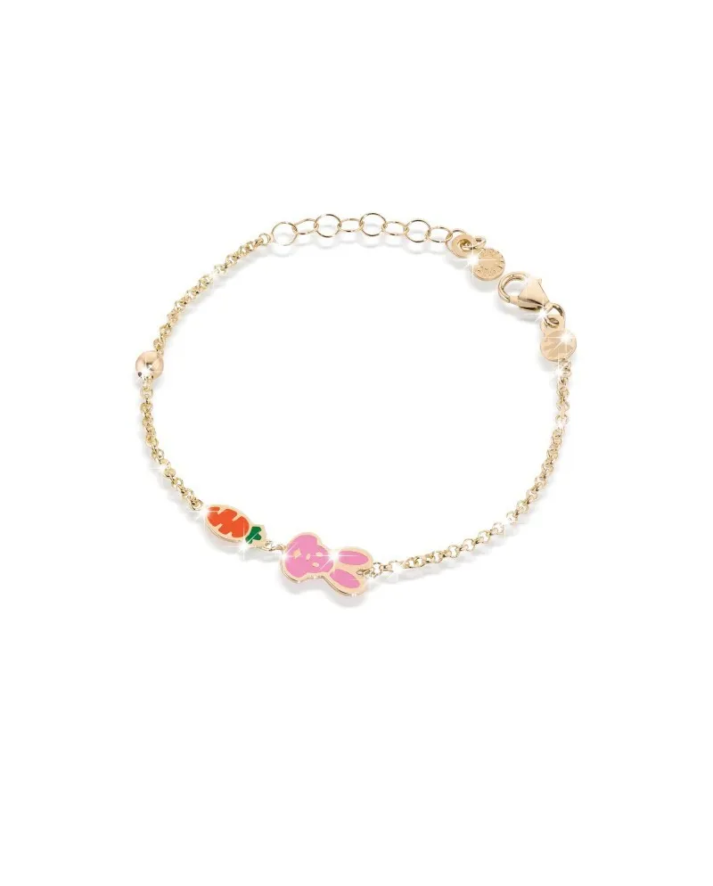 Le bebé primegioie fortuna bracciale in oro carota e coniglietto in smalto