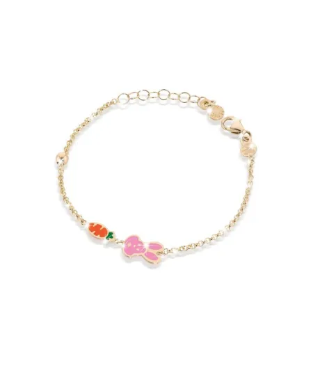 Le bebé primegioie fortuna bracciale in oro carota e coniglietto in smalto
