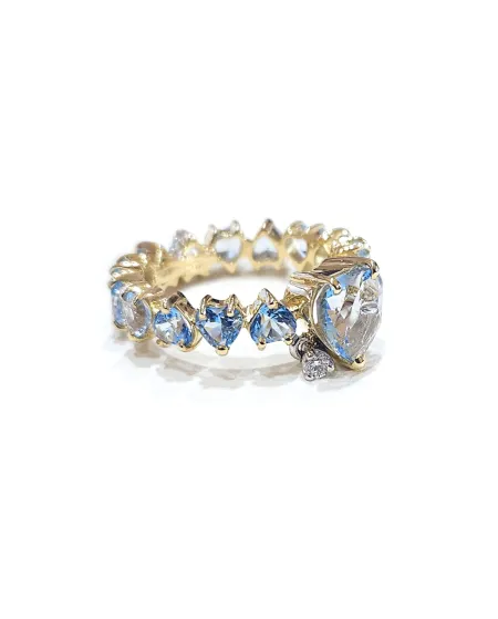 Bague Malafimmina en or jaune avec topaze bleue et diamant