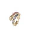 Bague Malafimmina en or jaune avec diamants, saphirs de couleur et motif serpent