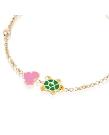 Le bebé primegioie fortuna bracciale in oro cuore e tartaruga in smalto colorato