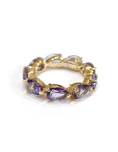 Malafimmina ring in yellow gold with purple topaz
