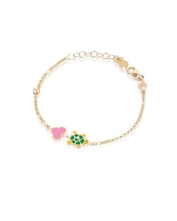 Le bebé primegioie fortuna bracciale in oro cuore e tartaruga in smalto colorato