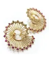 Boucles d'oreilles Malafimmina Igiea en Or Jaune avec Rubis et Diamants Bruns