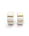 Malafimmina Macaron Earrings in Yellow Gold and Silver with White Enamel