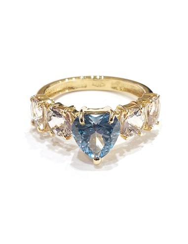 Malafimmina Mint Ring in Yellow Gold with White and Blue Topazes