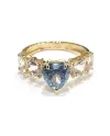 Anello Malafimmina Menta in Oro Giallo con Topazi Bianchi e Azzurri
