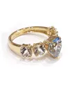 Bague Menthe Malafimmina en Or Jaune avec Topazes Blanches et Bleues