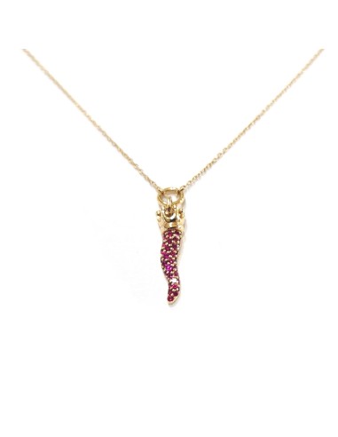 Collier de bijoux Casella en or rose avec cornet de rubis