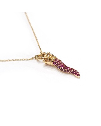 Collier de bijoux Casella en or rose avec cornet de rubis