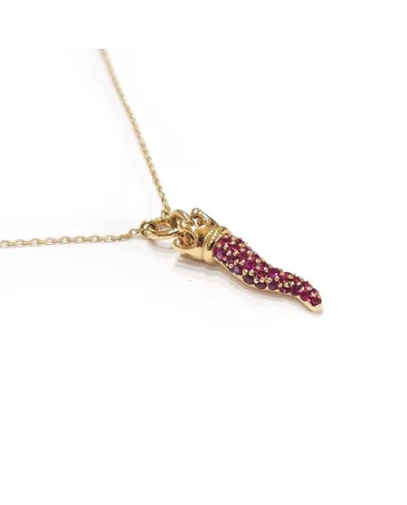 Casella Jewelry Necklace in Rose Gold with Cornet of Rubies