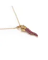 Girocollo Casella Gioielli in Oro Rosa con Cornetto di Rubini