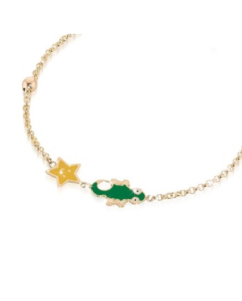 Le bebé primegioie fortuna bracelet in gold, little star and gecko in colored enamel
