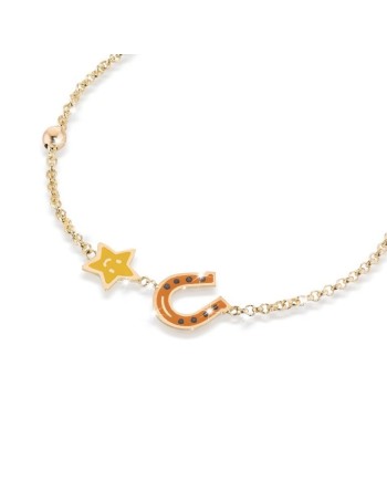 Bracelet Le bebé primegioie fortuna en or, étoile et fer à cheval en émail coloré
