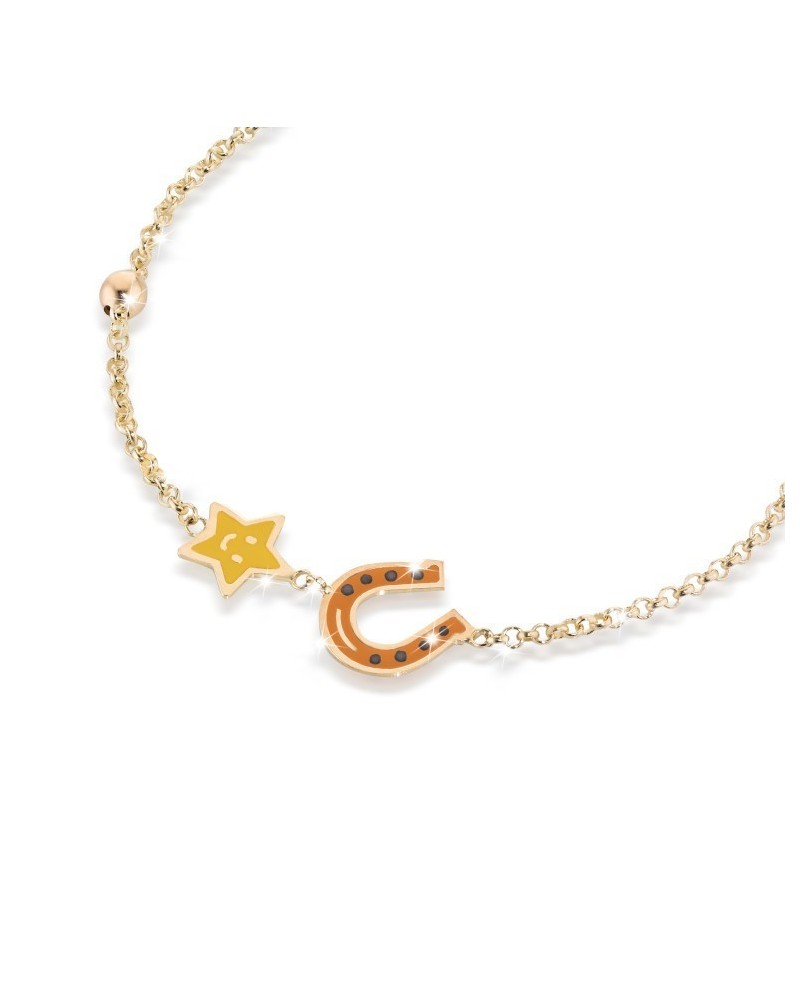 Bracelet Le bebé primegioie fortuna en or, étoile et fer à cheval en émail coloré