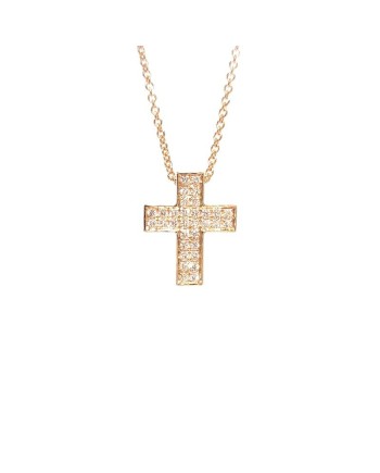 Fantasy Crivelli Choker in Rose Gold and Cross with Diamonds