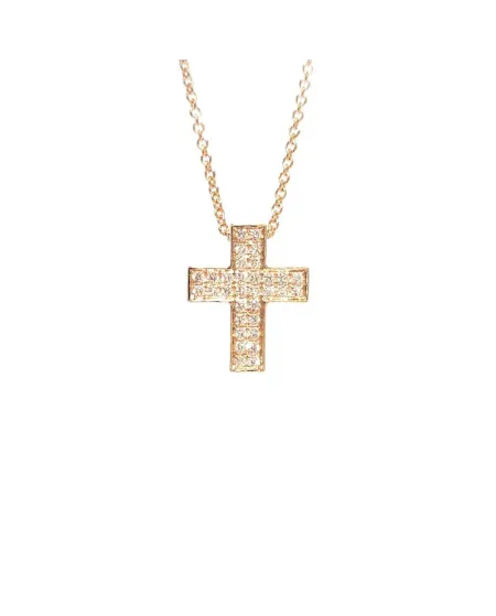 Girocollo Crivelli in Oro Rosa e Croce con Diamanti