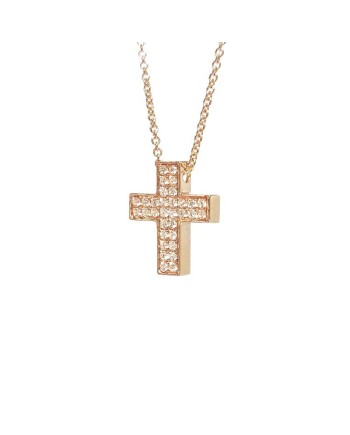 Fantasy Crivelli Choker in Rose Gold and Cross with Diamonds