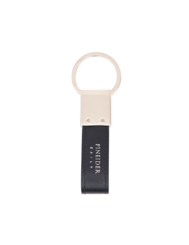 Pineider Daily 23 Meter Keyring in Smooth Black Leather