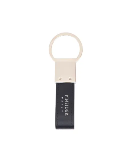 Pineider Daily 23 Meter Keyring in Smooth Black Leather