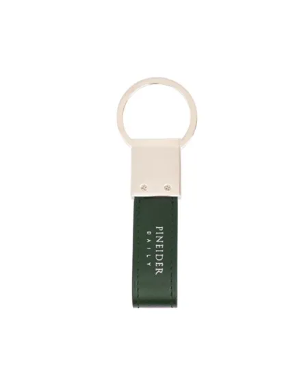 Porte-clés Pineider Daily 23 mètres en cuir lisse vert