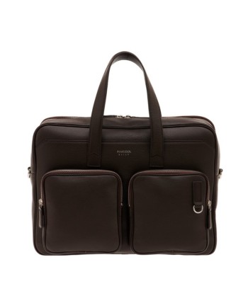 Porte-documents quotidien Pineider en cuir marron foulonné avec double poche