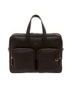 Pineider Daily Briefcase in Tumbled Brown Leather with Double Pocket