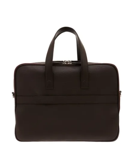 Cartella Pineider Daily in Pelle Marrone Bottalata con Doppia Tasca