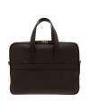 Pineider Daily Briefcase in Tumbled Brown Leather with Double Pocket