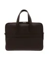 Pineider Daily Briefcase in Tumbled Brown Leather with Double Pocket