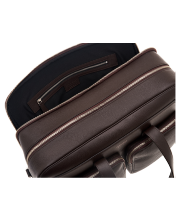 Cartella Pineider Daily in Pelle Marrone Bottalata con Doppia Tasca