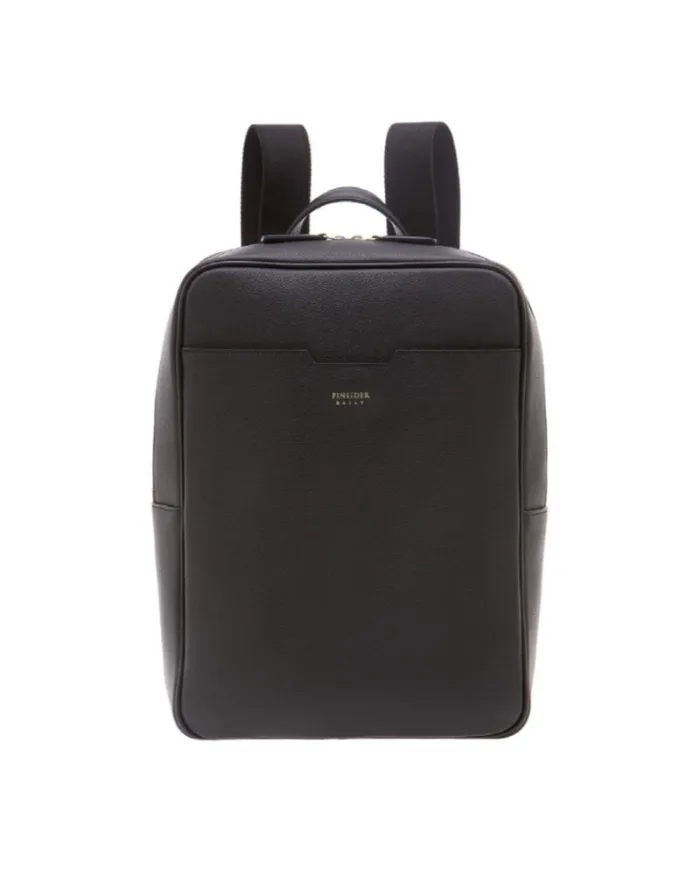 Pineider Daily 23 Slim Backpack in Tumbled Black Leather