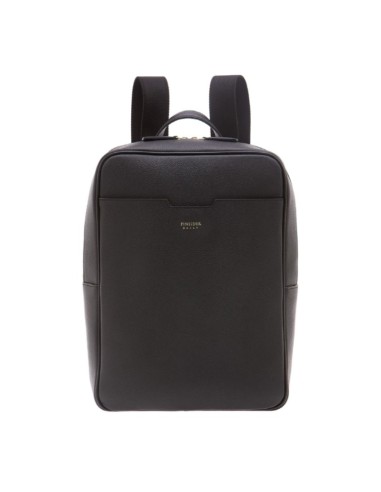 Pineider Daily 23 Slim Backpack in Tumbled Black Leather